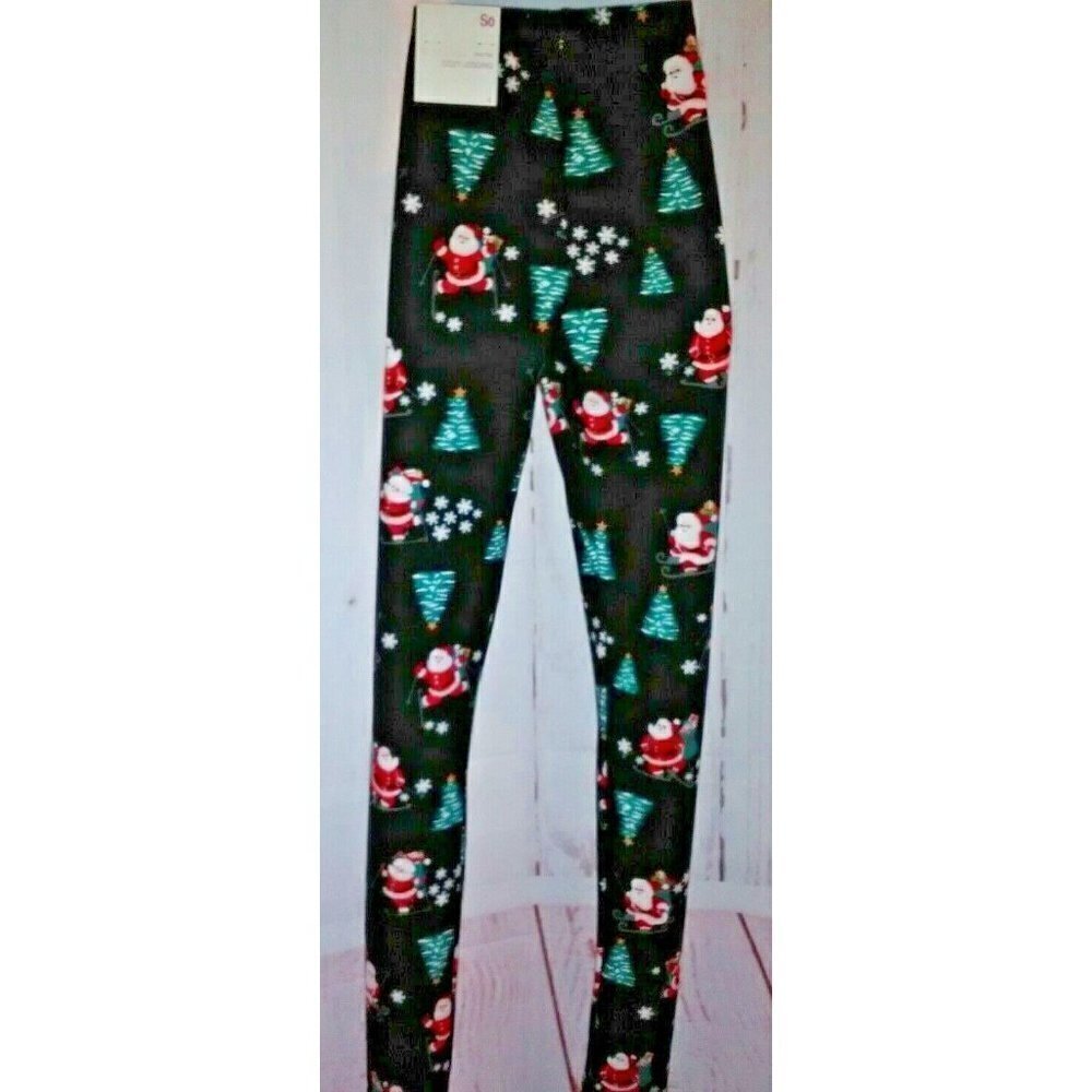 SO Girls Mid Rise Cozy Christmas Leggings Size XS Elastic Waist Full Length